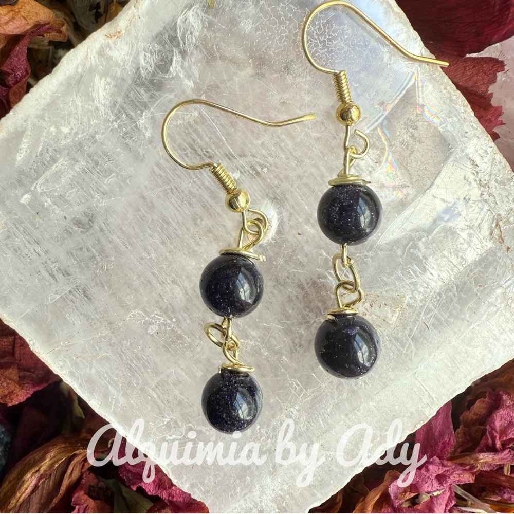 Alquimia Deep Indigo sandstone and Gold Earrings